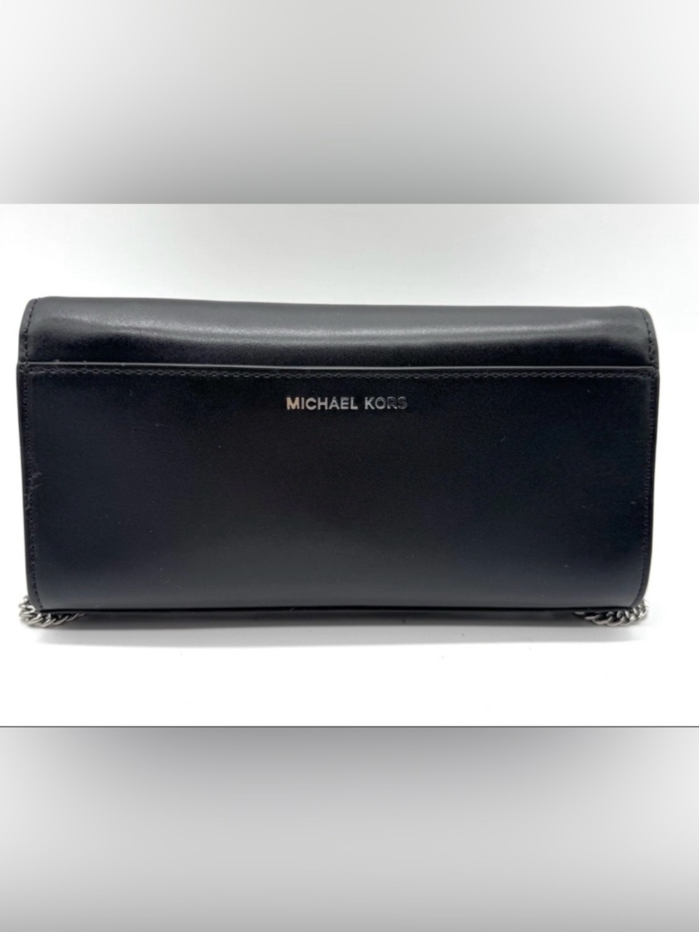 Michael Kors Bellamie Black Leather Crystal Flower Evening Clutch Bag - Picture 5 of 10
